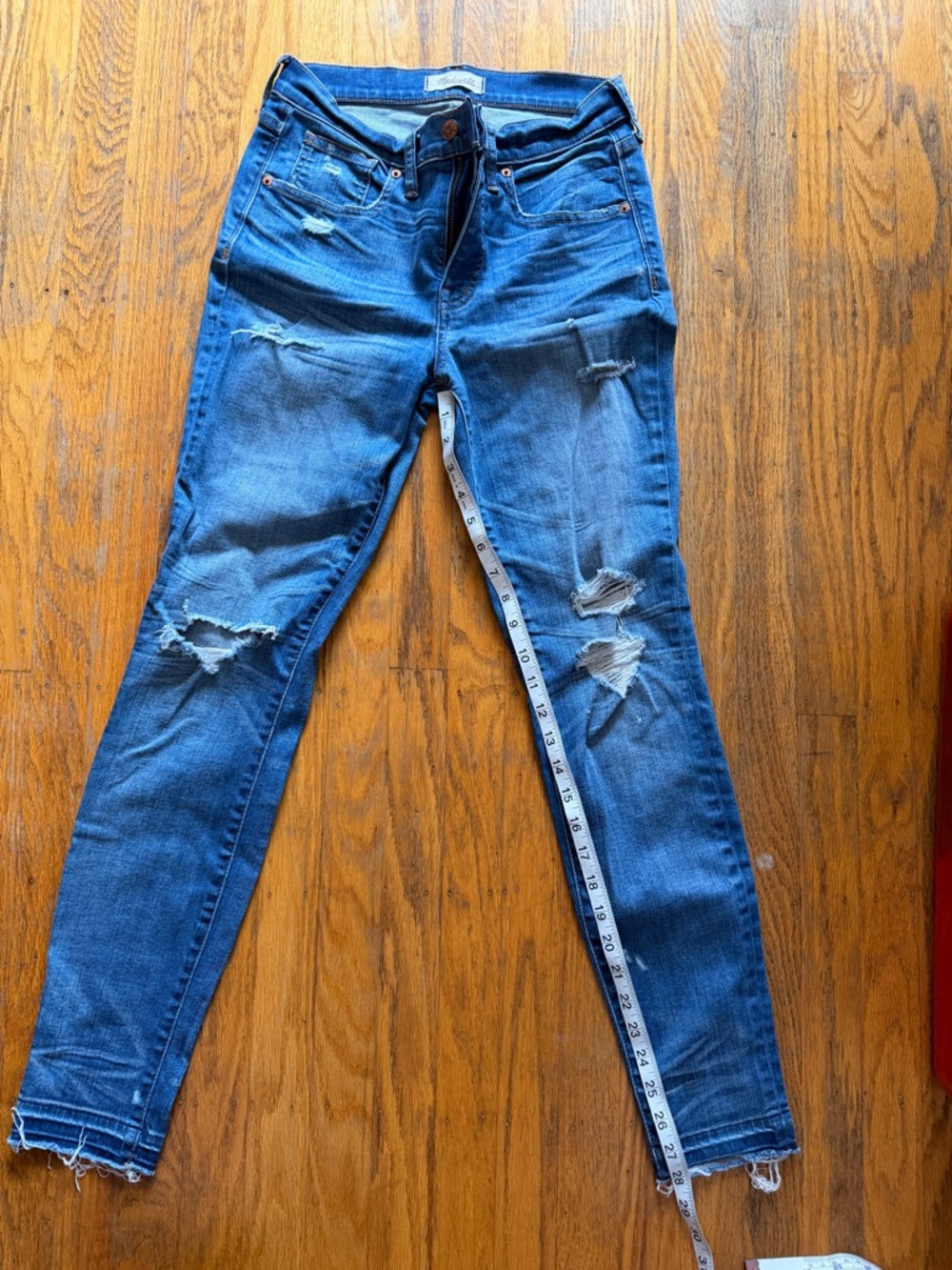 Madewell Distressed Blue Skinny Jeans